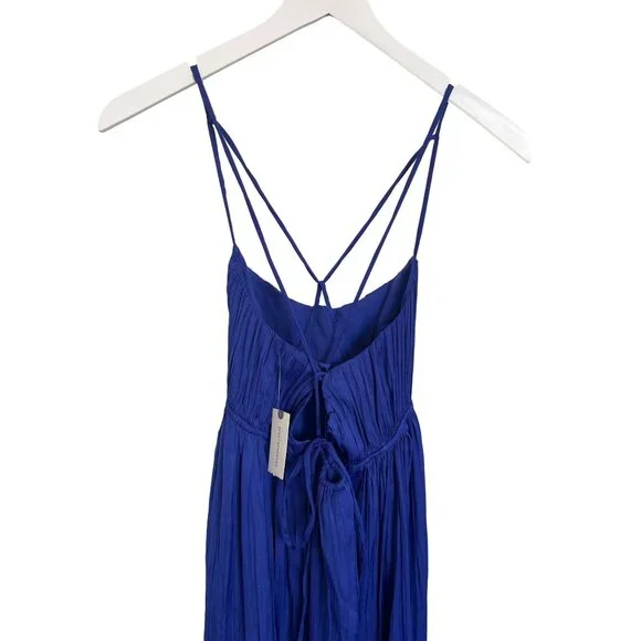Anthropologie Blue Strappy Halter Slit Maxi Dress - Picture 7 of 8